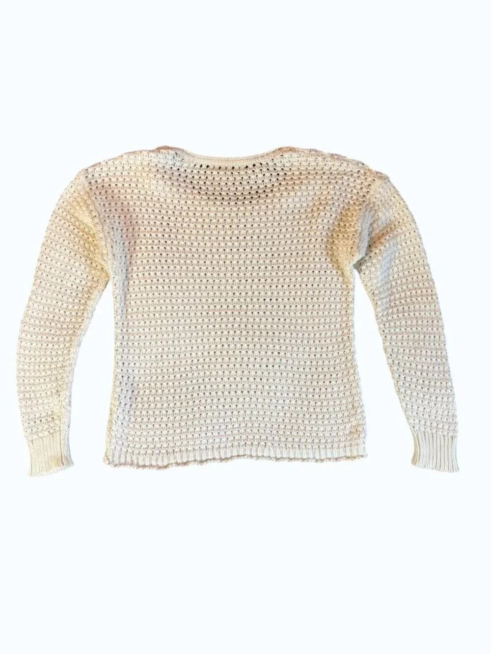 Madewell Women's XS Waffle Knit Sweater Cream 100% Cotton Long Sleeve Pullover